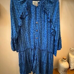 EUC Blue Ruffled L  Dress